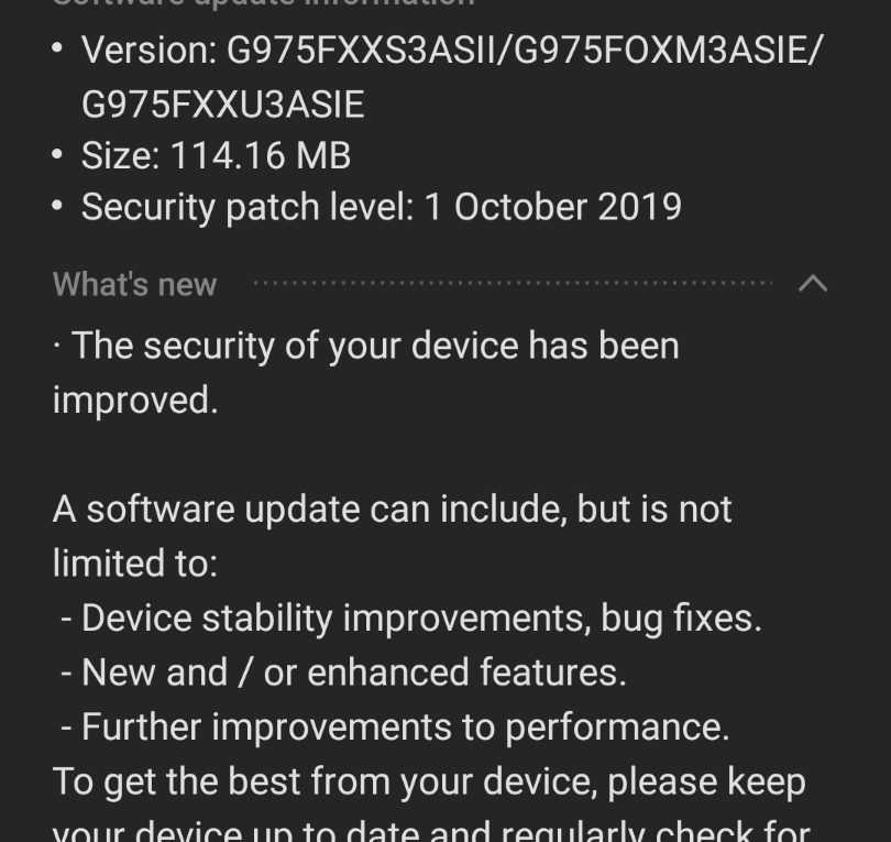 Samsung Galaxy S10 Firmware & Security Update – October 2019