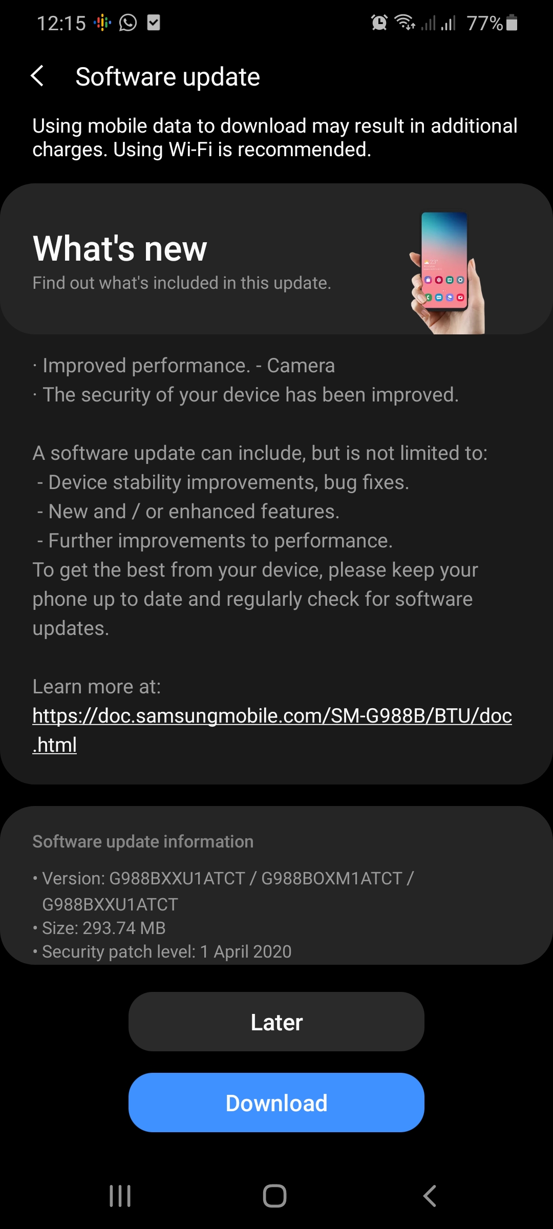 s20 plus android 11 update