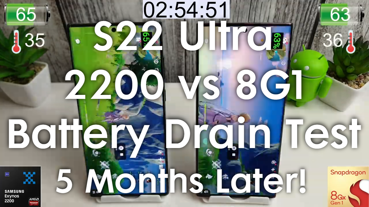 Galaxy S22 Ultra Battery Drain Test - 5 Months Later (2200 vs 8G1)